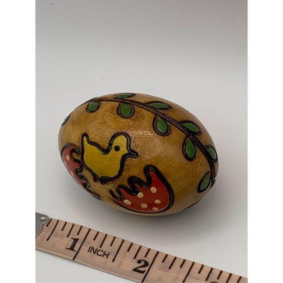Vintage Wooden Hand Carved & Hand Painted Easter Egg - Picture 5 of 8